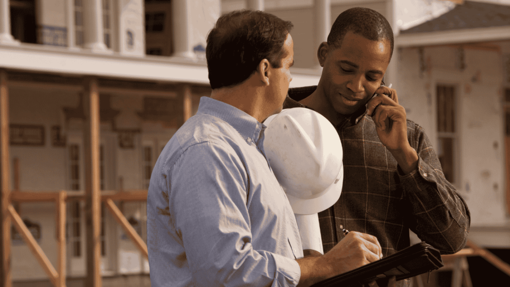 A contractor speaks with their client about their plans.